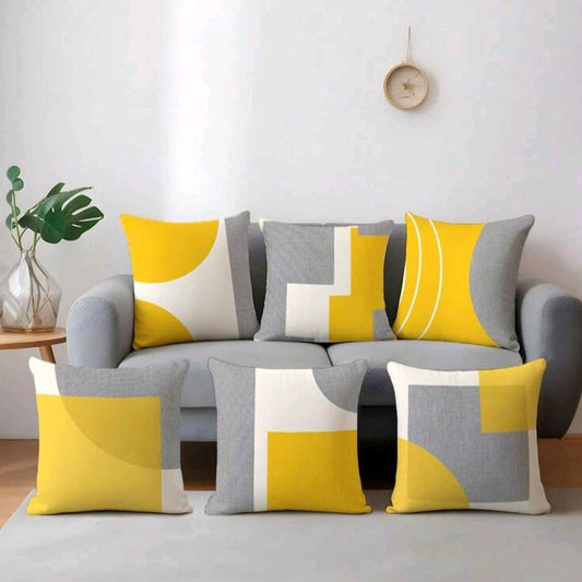 Minimalist Yellow & Gray Pillow Covers