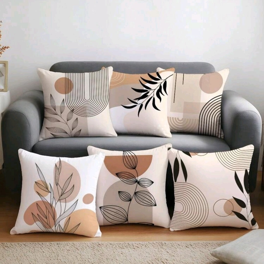 Abstract Brown Leaf Cushion Cover