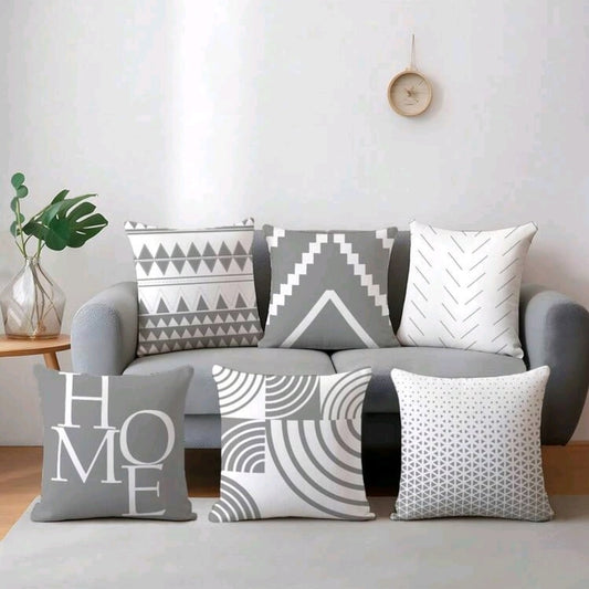 Gray & White "Home" Pillow Covers