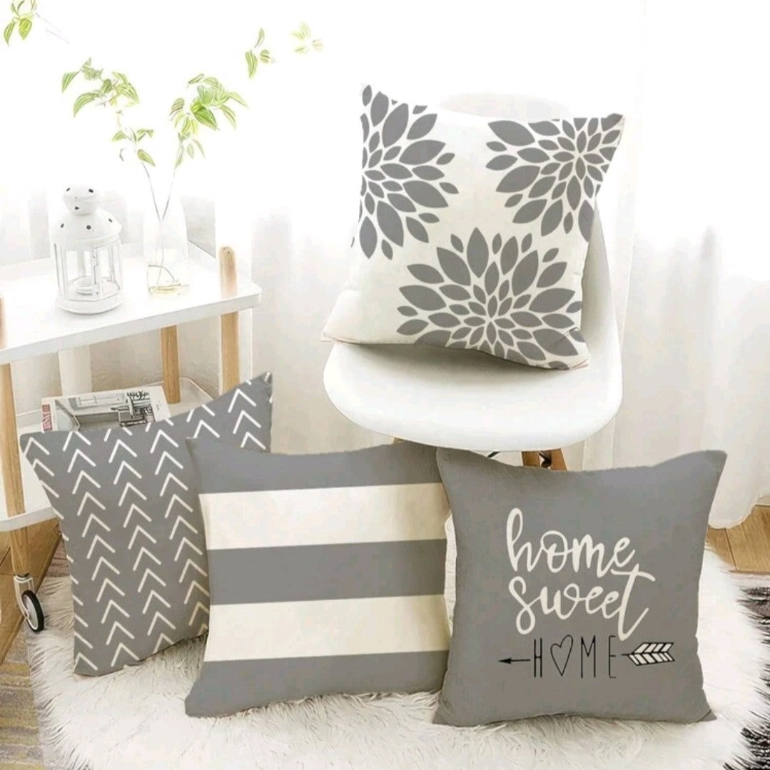 Grey "Home Sweet Home" Pillow Covers