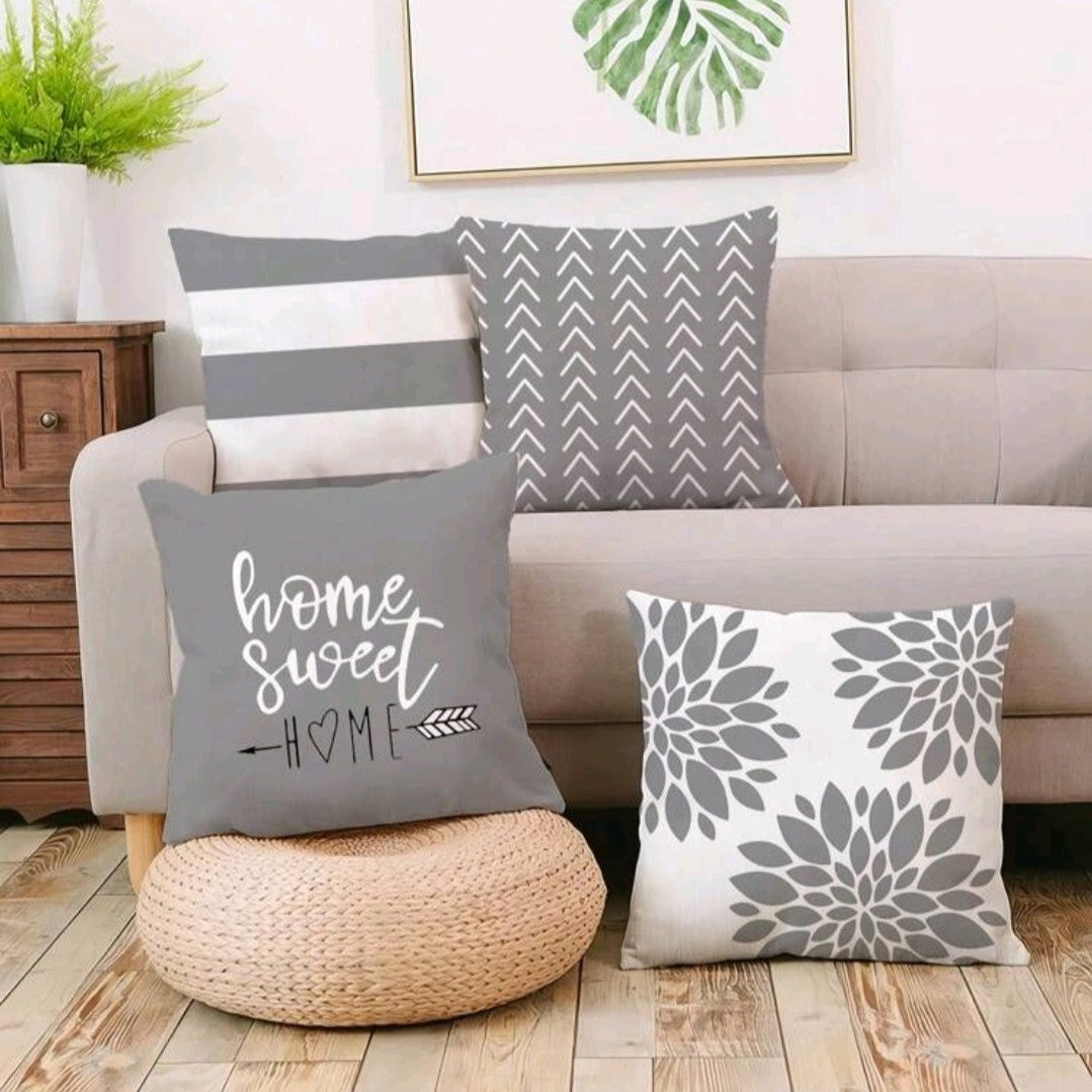 Grey "Home Sweet Home" Pillow Covers
