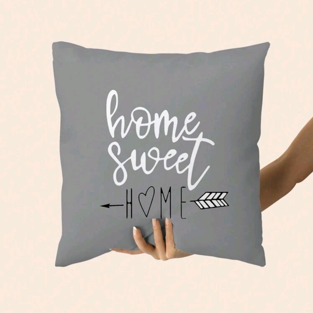 Grey "Home Sweet Home" Pillow Covers
