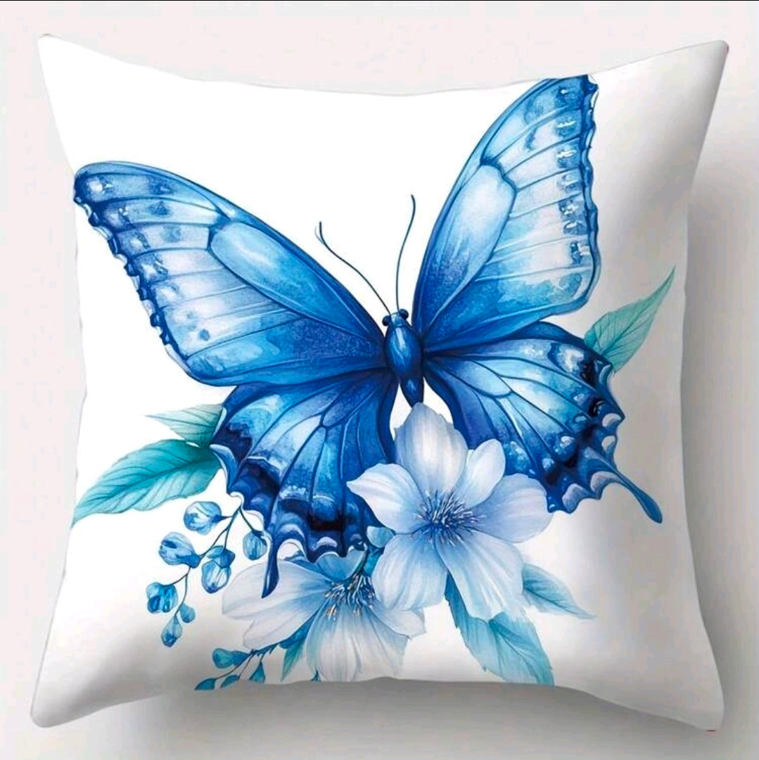 Blue Butterfly Pattern Pillow Covers