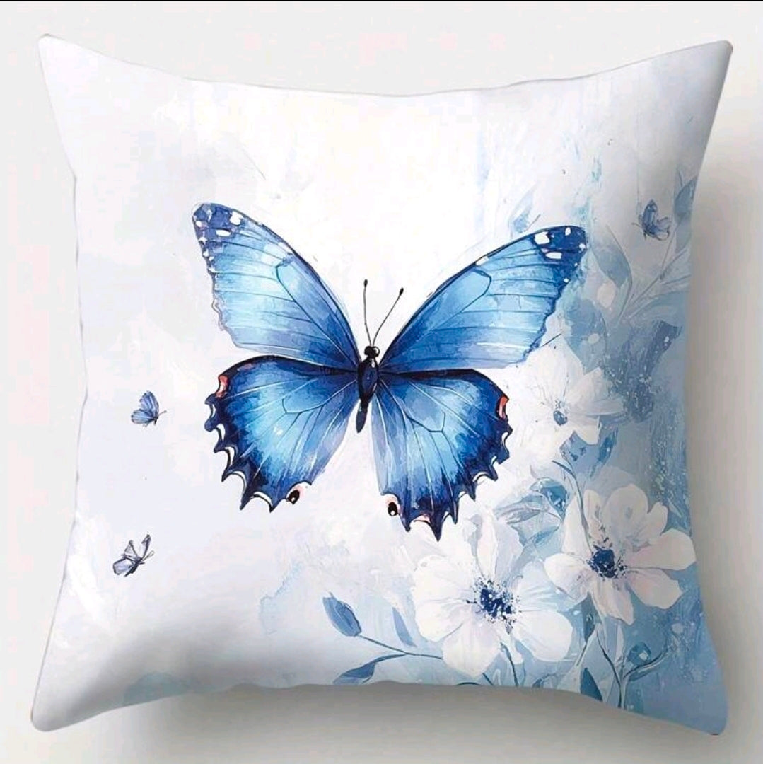 Blue Butterfly Pattern Pillow Covers