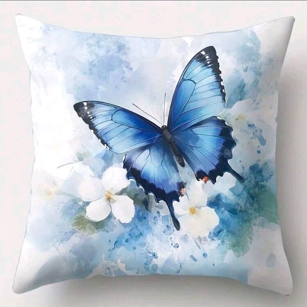 Blue Butterfly Pattern Pillow Covers