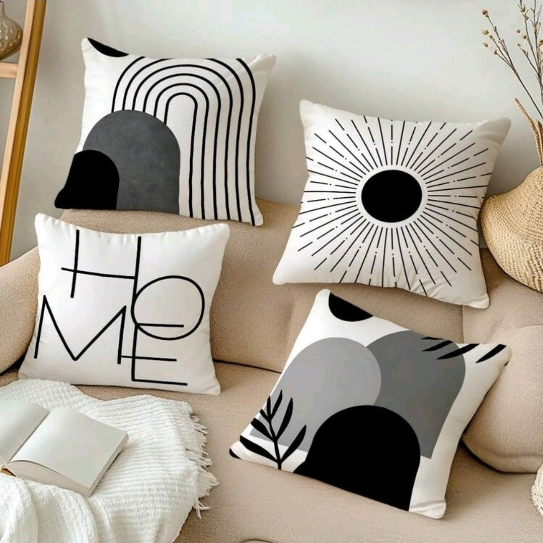Black & White Arched Line Pillow Covers