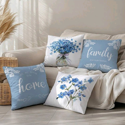 Blue Floral Home Pillow Covers