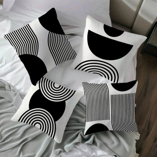 Black & White Arched Line Geometric Pillow Covers