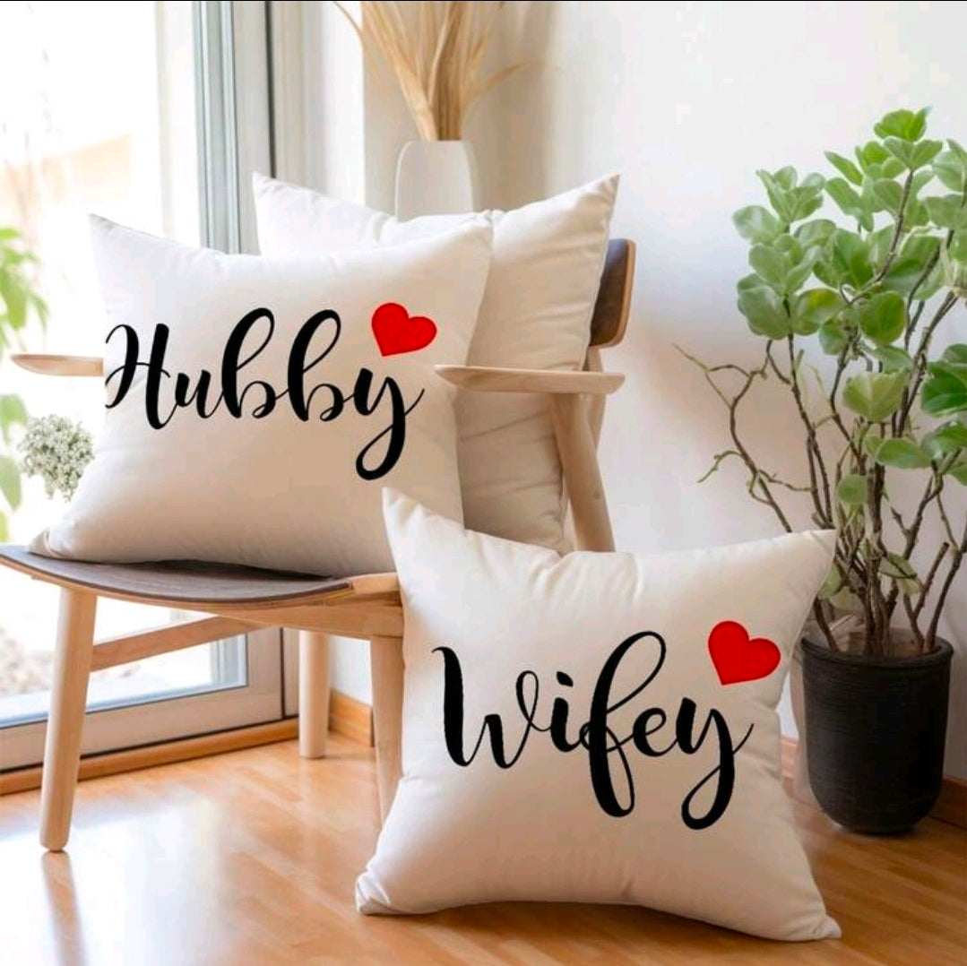 Hubby & Wifey Couple Cushion Covers