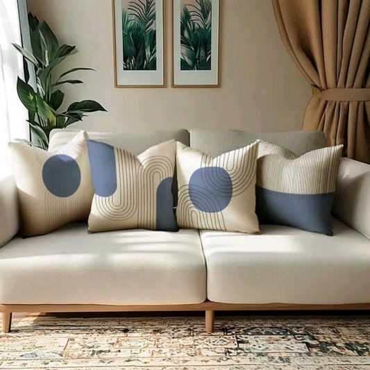 Modern Blue & Beige Decorative Cushion Cover