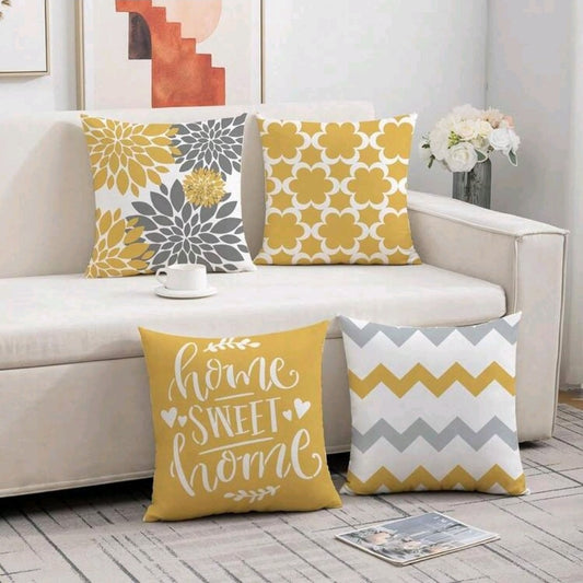Mustard Yellow Floral Decorative Cushion Cover