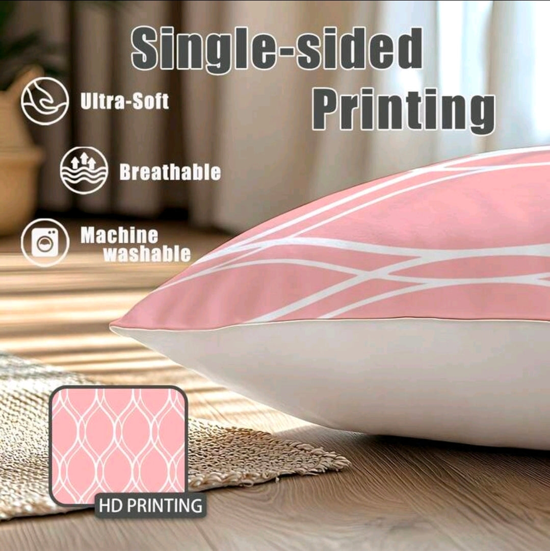 Pink Geometric & Typographic Cushion Covers