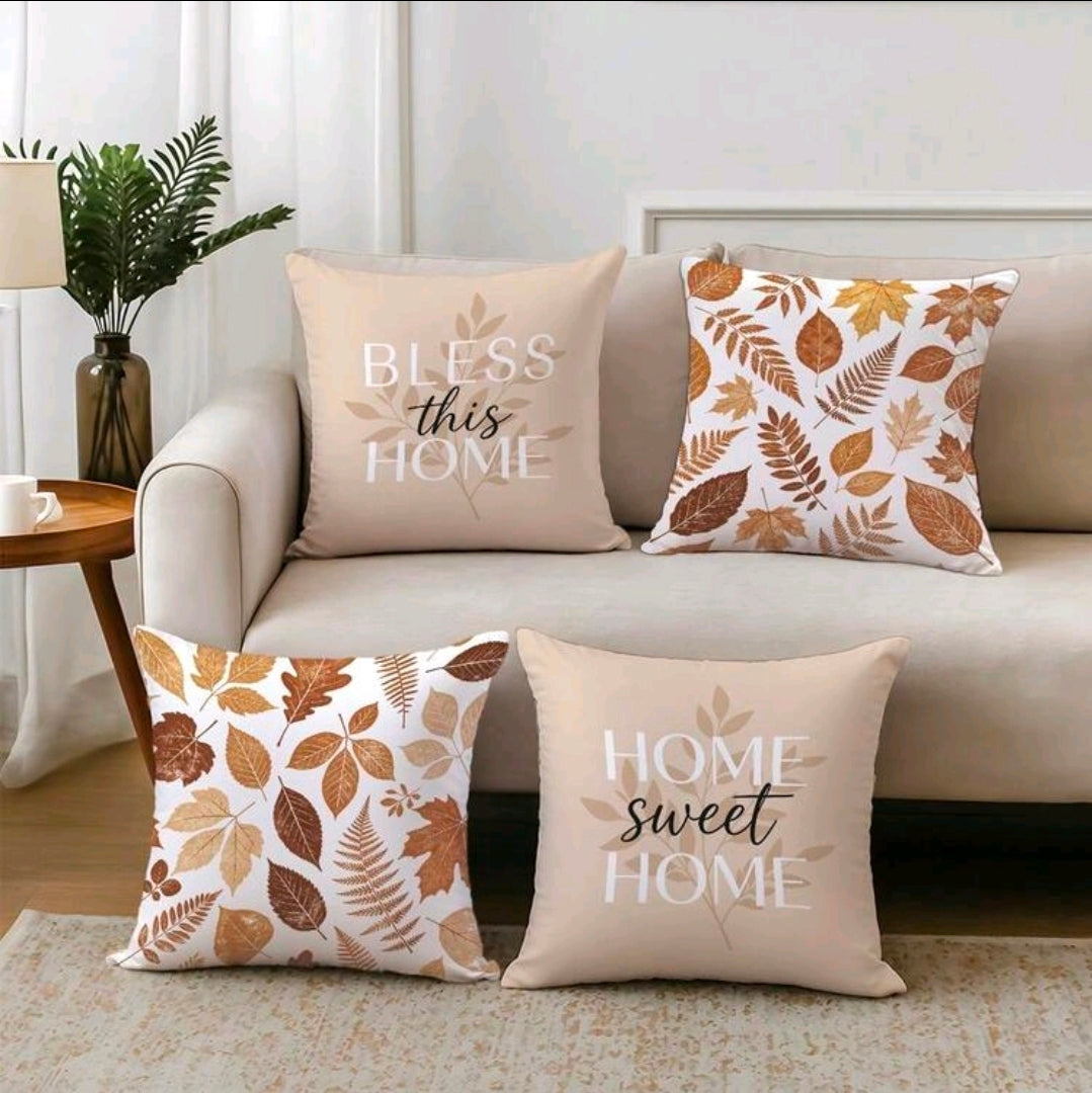 Neutral & Autumn Typographic Cushion Covers