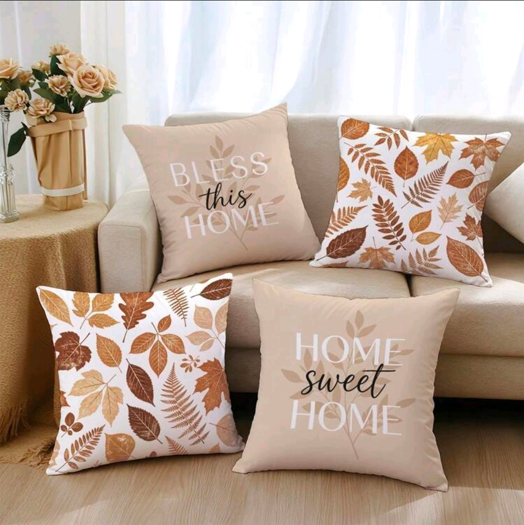 Neutral & Autumn Typographic Cushion Covers