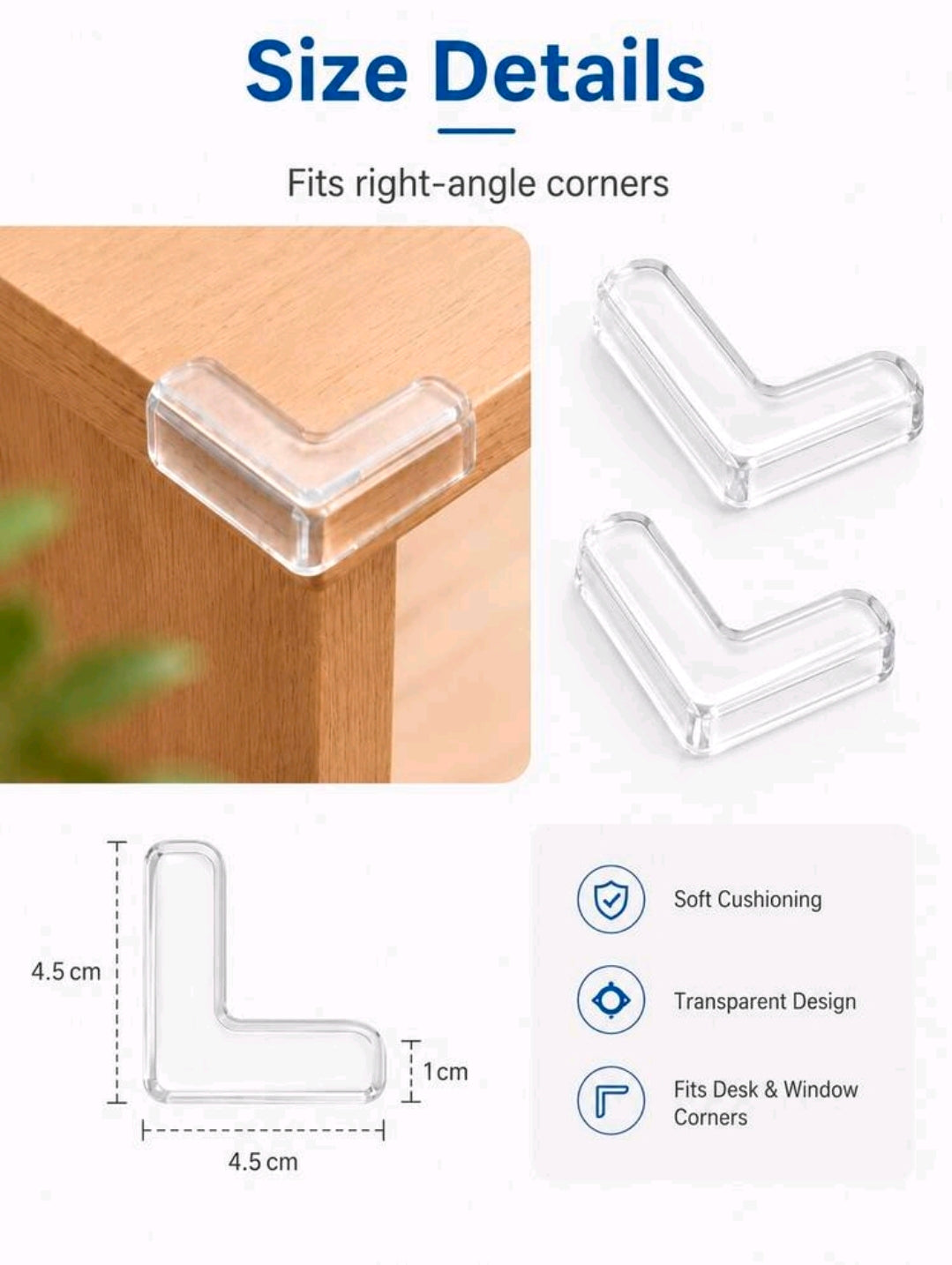 Ultra-Clear L-Shaped Baby Proofing Corner Protectors (Pack of 3)