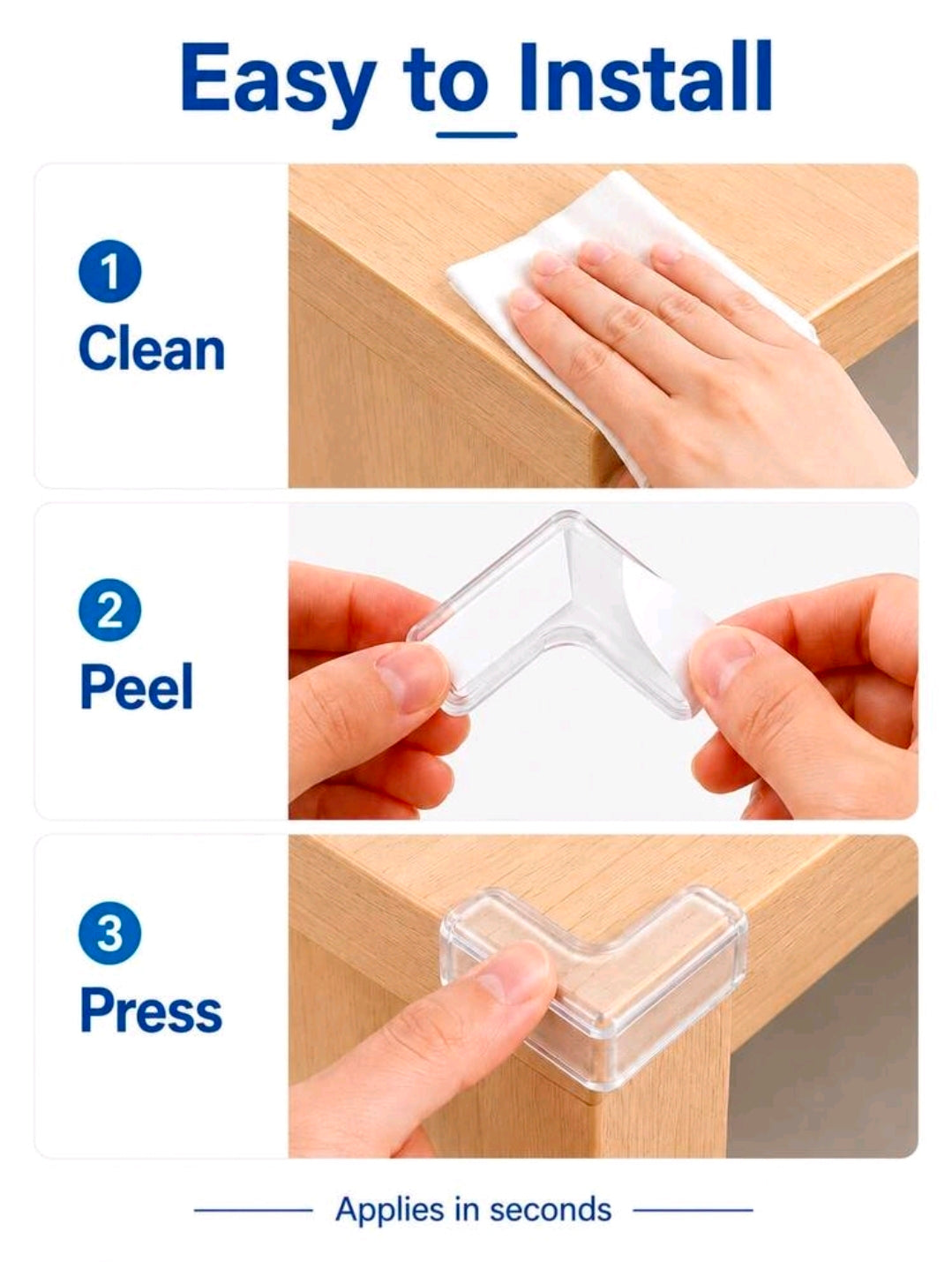 Ultra-Clear L-Shaped Baby Proofing Corner Protectors (Pack of 3)