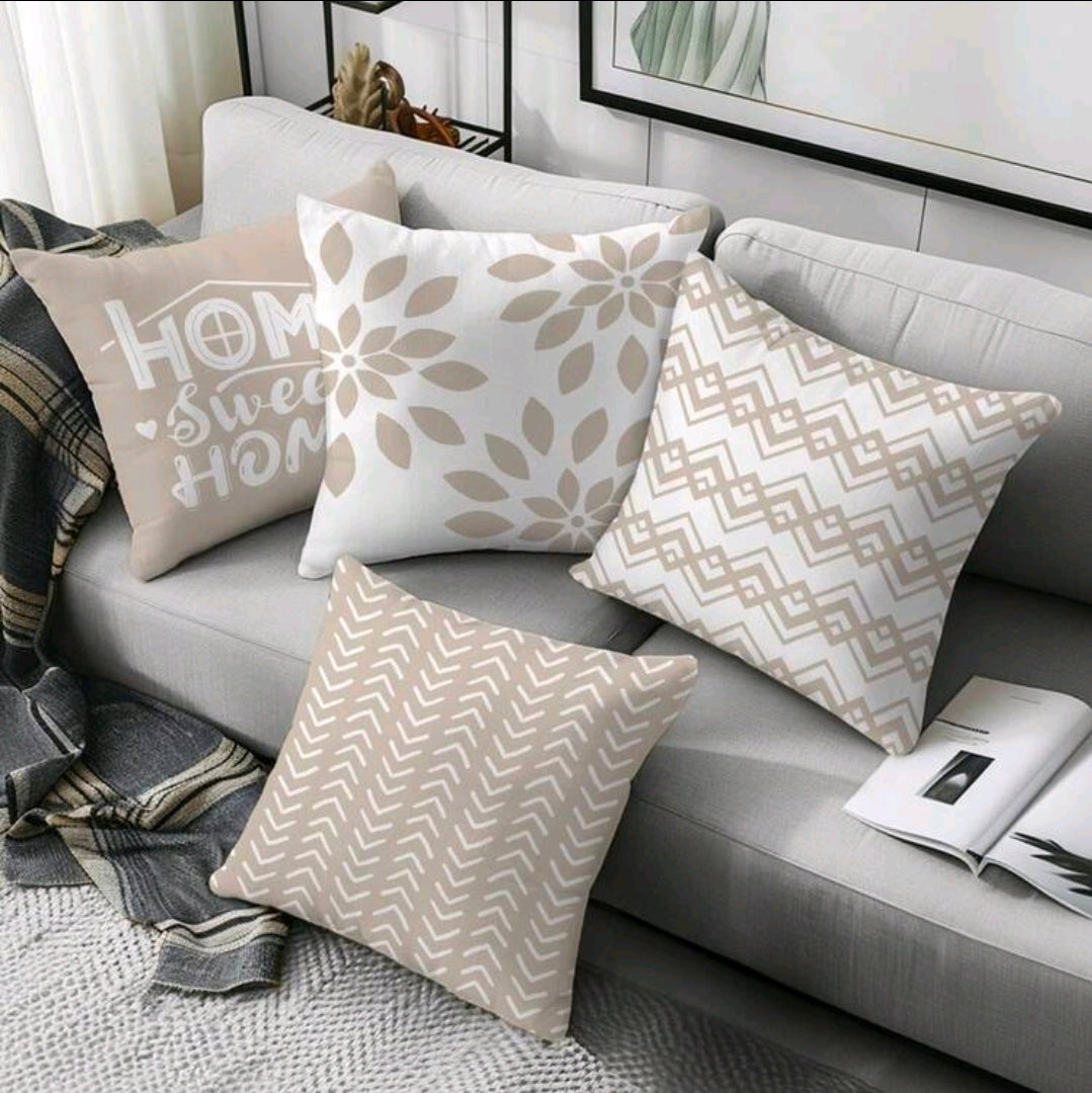 Neutral Geometric & Typographic Cushion Covers