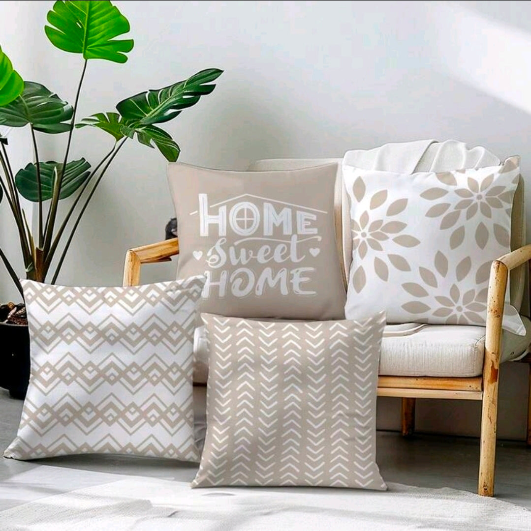 Neutral Geometric & Typographic Cushion Covers