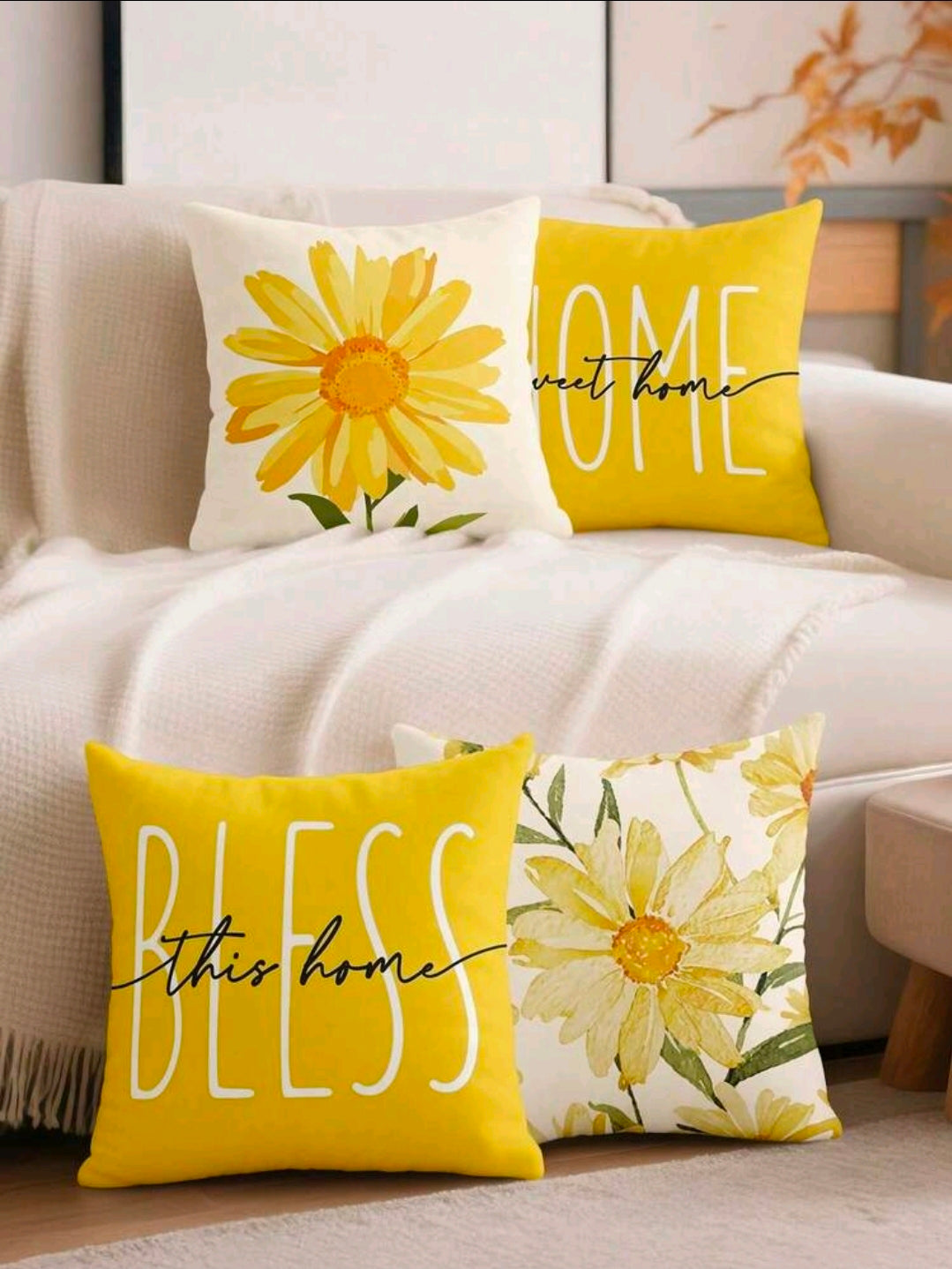 Yellow Floral Cushion Covers