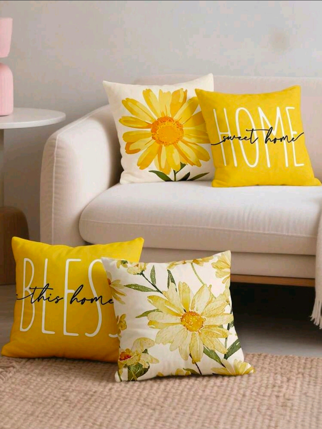 Yellow Floral Cushion Covers