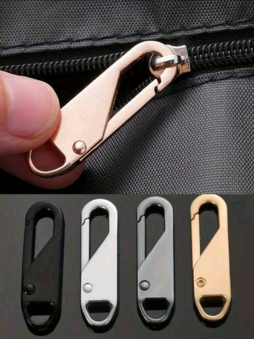 Universal Snap-On Metal Zipper Pull Replacement Kit (No Tools Required)