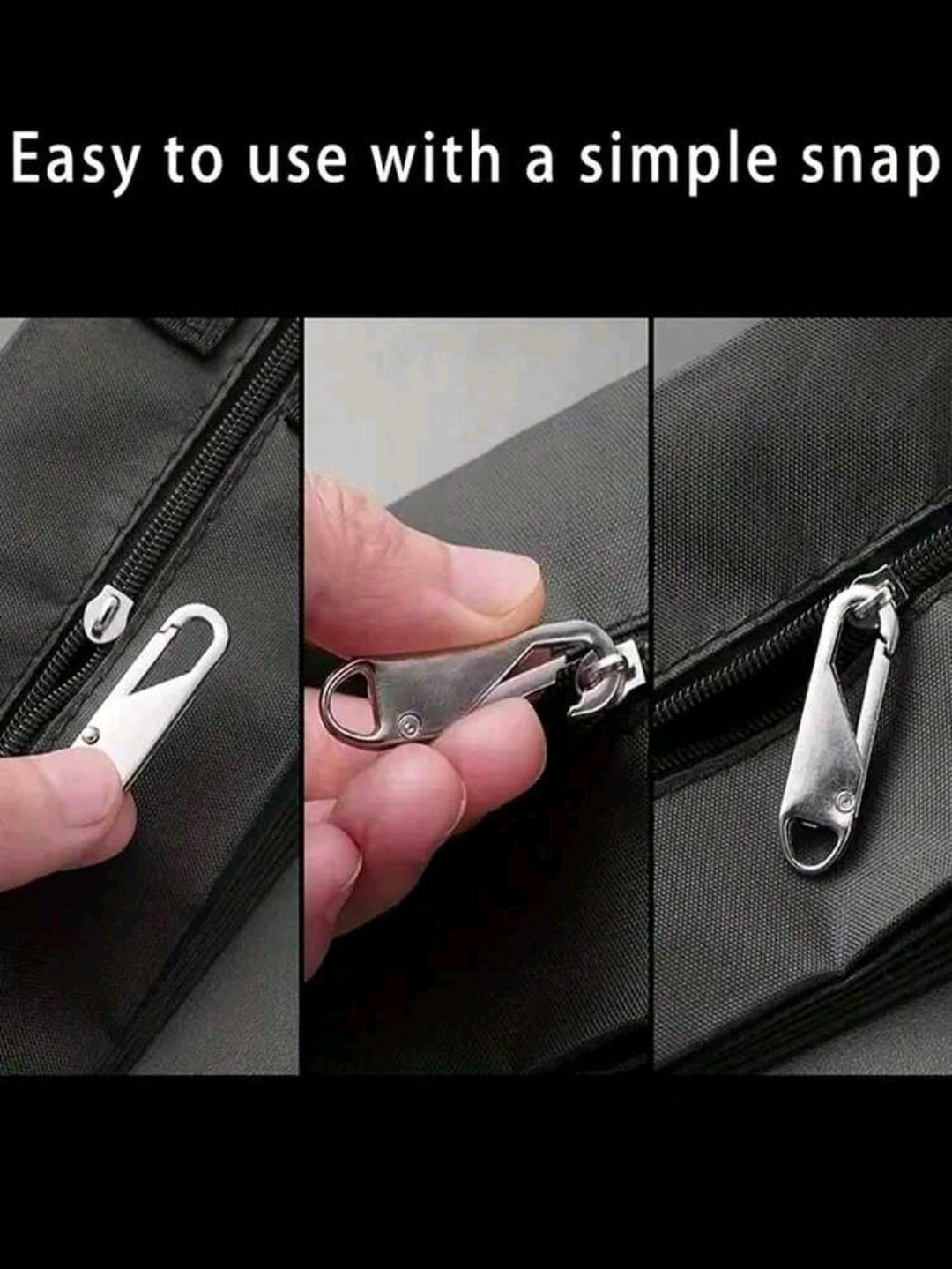 Universal Snap-On Metal Zipper Pull Replacement Kit (No Tools Required)