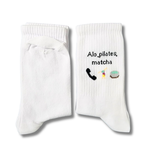 Alo, Pilates, Matcha Socks - White Crew Socks