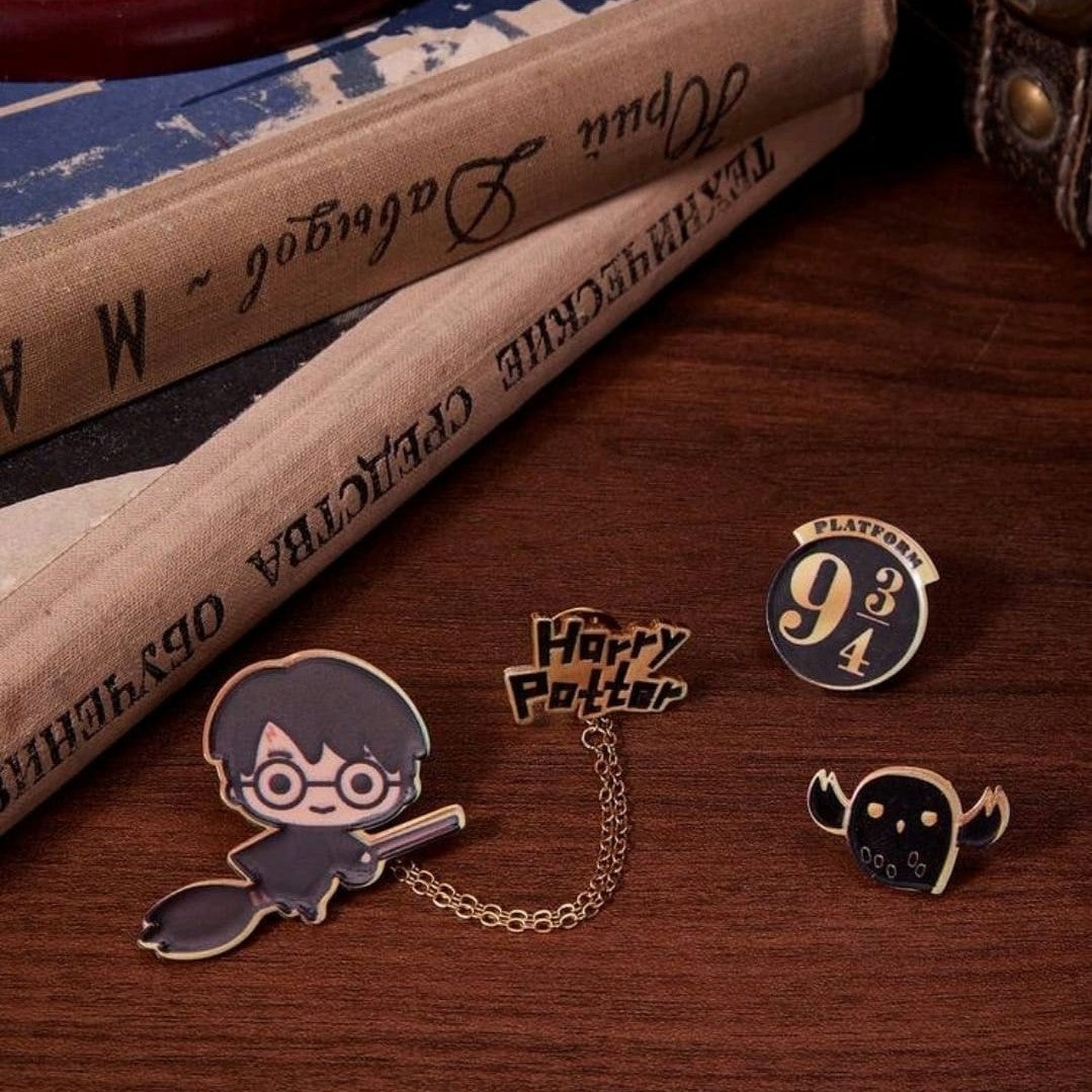 Harry Potter Inspired Enamel Pin Brooch – Wizard Charm Set