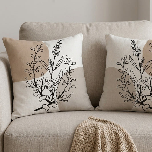 Beige Abstract Geometric Throw Pillow Covers