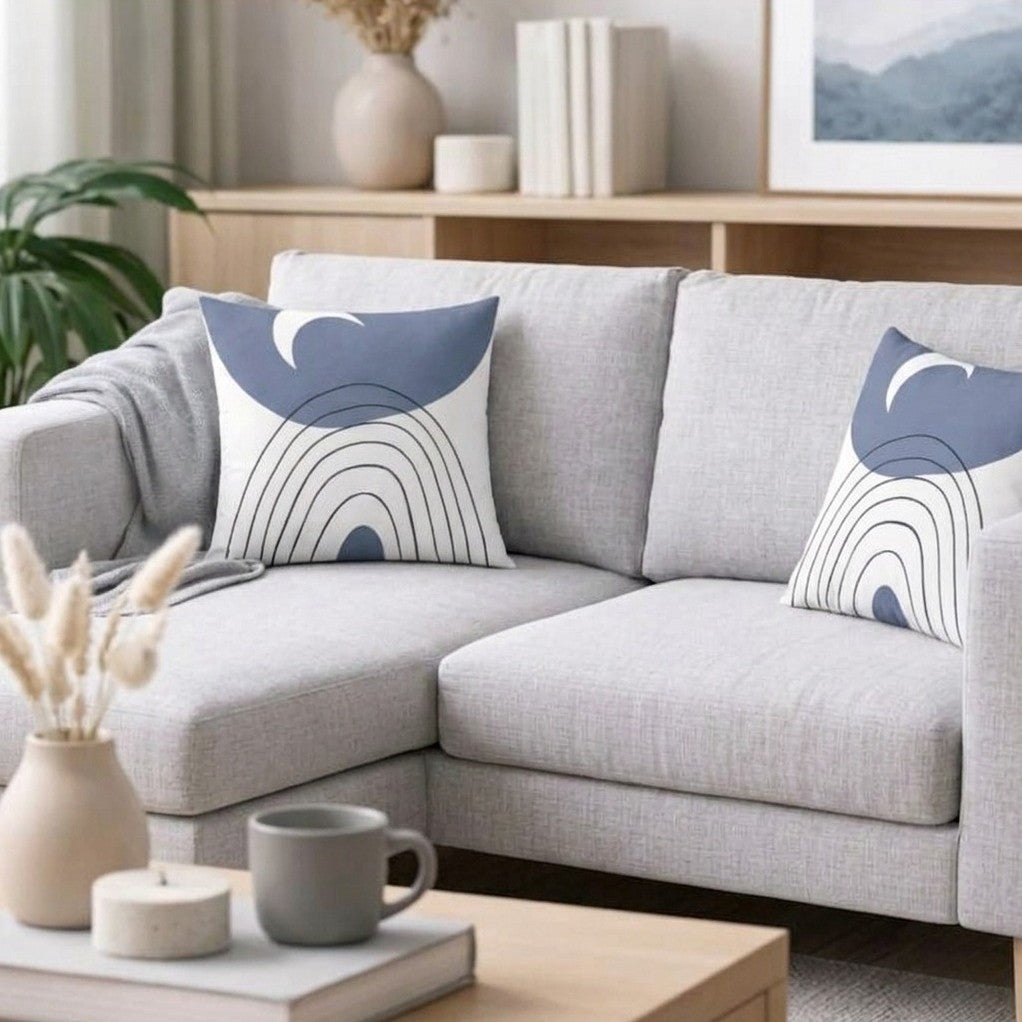 Abstract Blue-Gray Leaf Cushion Cover