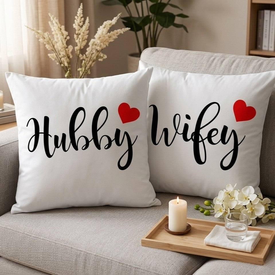 Hubby & Wifey Couple Cushion Covers