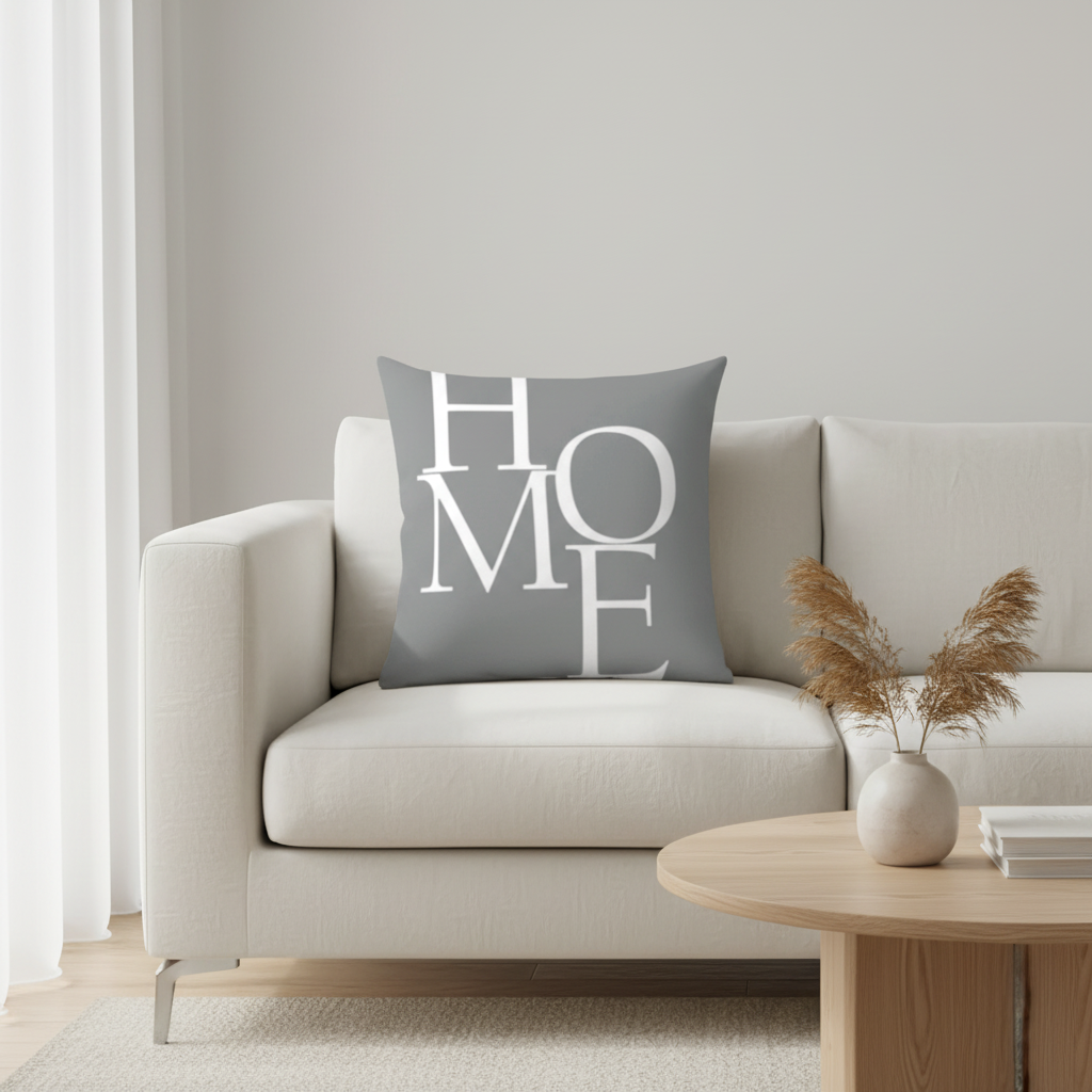 Gray & White "Home" Pillow Covers
