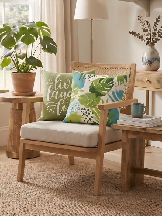 Green Typographic & Tropical Cushion Covers